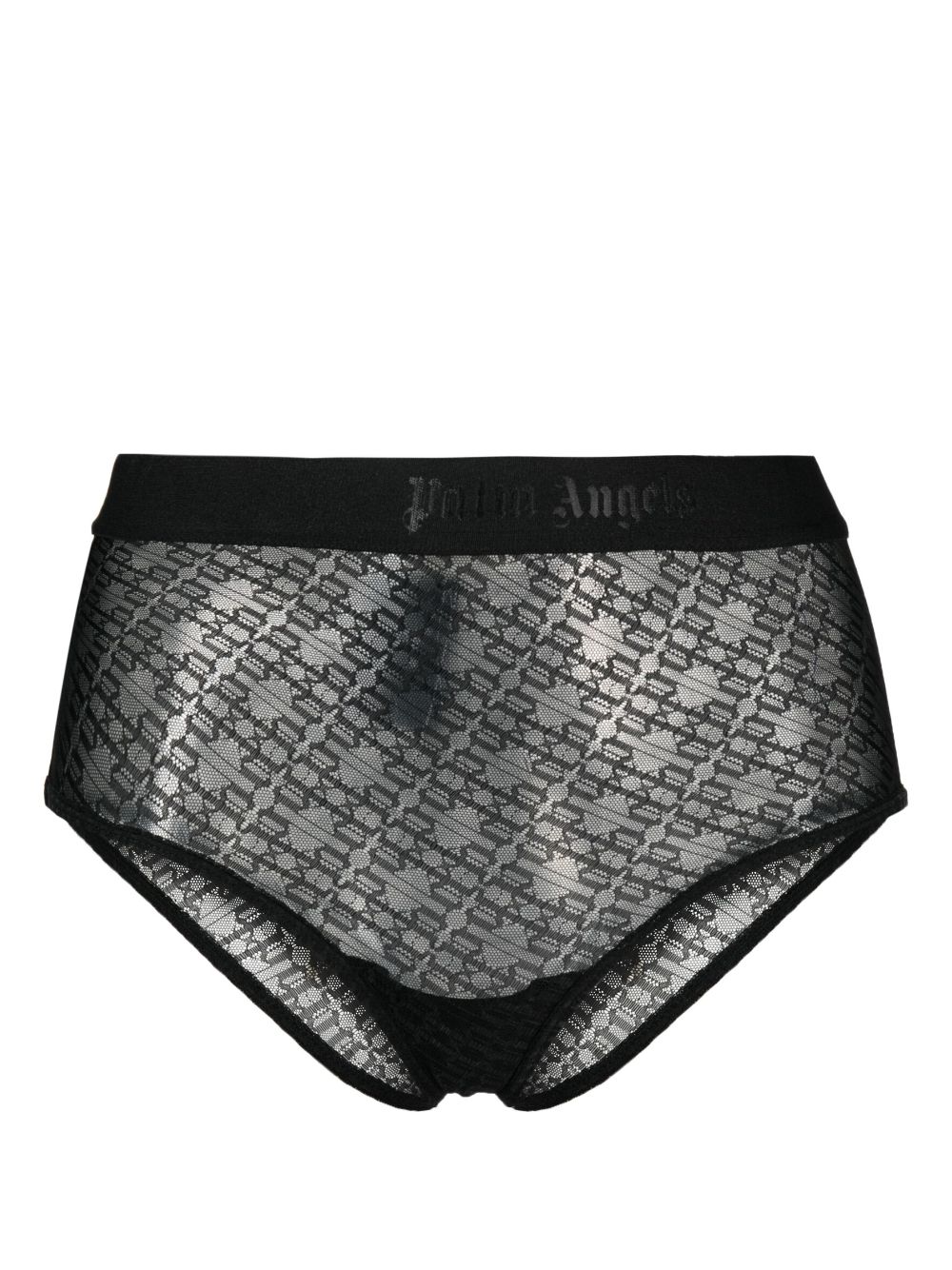 Palm Angels Slip aus Spitze mit Logo-Bund - Schwarz von Palm Angels