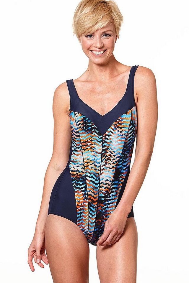 Palm Beach Badeanzug Halbcorsage Blu Mandarin Gr. 48 50 52 54 56 58 mit Softcups von Palm Beach