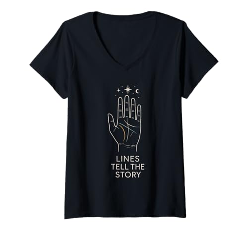 Damen Witchcore Palmistry Mystical Hand Divination Okkulter Humor T-Shirt mit V-Ausschnitt Damen Witchcore Palmistry Mystical Hand Divination Okkulter Humor T-Shirt mit V-Ausschnitt von Palm Reading Gift Metaphysical Witchy Pride