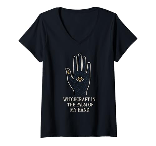 Damen Witchcore Palmistry Mystical Hand Divination Okkulter Humor T-Shirt mit V-Ausschnitt Damen Witchcore Palmistry Mystical Hand Divination Okkulter Humor T-Shirt mit V-Ausschnitt von Palm Reading Gift Metaphysical Witchy Pride