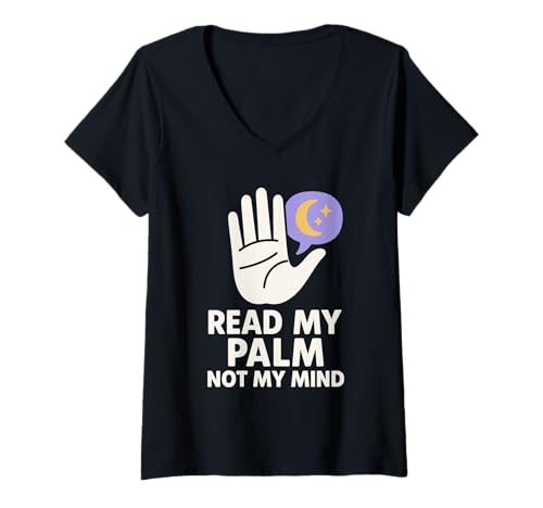Damen Witchcore Palmistry Mystical Hand Divination Okkulter Humor T-Shirt mit V-Ausschnitt Damen Witchcore Palmistry Mystical Hand Divination Okkulter Humor T-Shirt mit V-Ausschnitt von Palm Reading Gift Metaphysical Witchy Pride