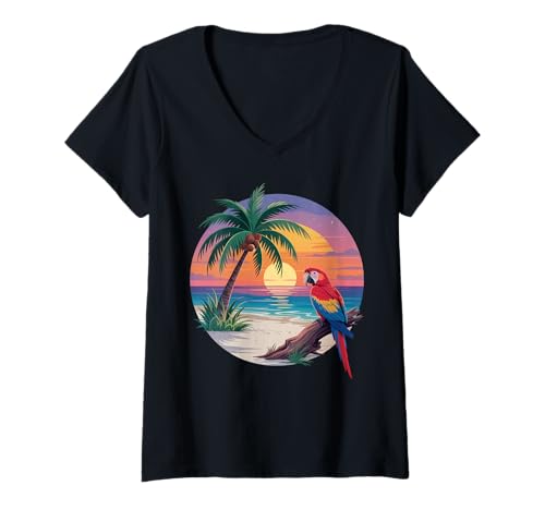 Damen Sunset Summer Herren Tropical Beach Vacation Dress Palm Tree T-Shirt mit V-Ausschnitt Damen Sunset Summer Herren Tropical Beach Vacation Dress Palm Tree T-Shirt mit V-Ausschnitt von Palm Tree Clothes
