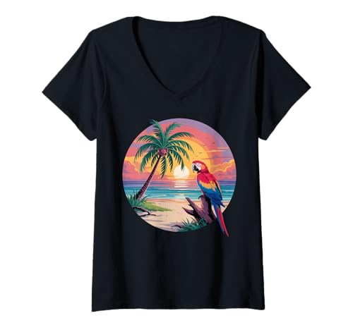 Damen Sunset Summer Herren Tropical Beach Vacation Dress Palm Tree T-Shirt mit V-Ausschnitt Damen Sunset Summer Herren Tropical Beach Vacation Dress Palm Tree T-Shirt mit V-Ausschnitt von Palm Tree Clothes