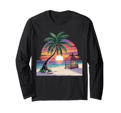 Sunset Summer Herren Tropical Beach Vacation Dress Palm Tree Langarmshirt Sunset Summer Herren Tropical Beach Vacation Dress Palm Tree Langarmshirt von Palm Tree Clothes