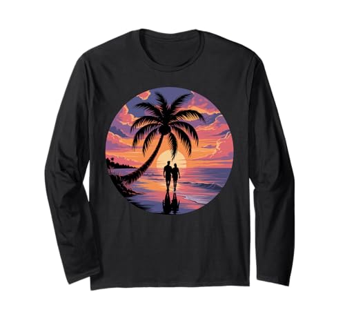 Sunset Summer Herren Tropical Beach Vacation Dress Palm Tree Langarmshirt Sunset Summer Herren Tropical Beach Vacation Dress Palm Tree Langarmshirt von Palm Tree Clothes