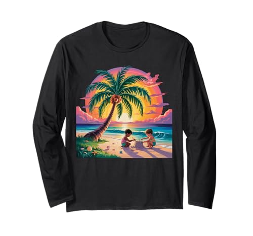 Sunset Summer Herren Tropical Beach Vacation Dress Palm Tree Langarmshirt Sunset Summer Herren Tropical Beach Vacation Dress Palm Tree Langarmshirt von Palm Tree Clothes