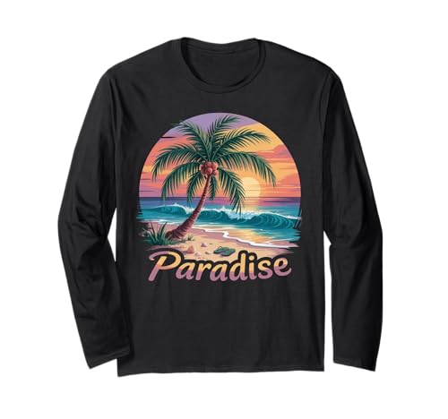 Sunset Summer Herren Tropical Beach Vacation Dress Palm Tree Langarmshirt von Palm Tree Clothes