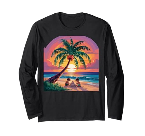 Sunset Summer Herren Tropical Beach Vacation Dress Palm Tree Langarmshirt Sunset Summer Herren Tropical Beach Vacation Dress Palm Tree Langarmshirt von Palm Tree Clothes