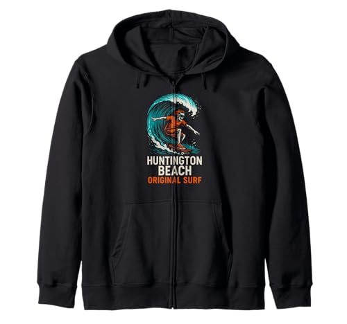 Huntington Beach Original Surf Vintage Herren Beach Life Kapuzenjacke von Palm Trees Surfs Up Skateboarding Beach Apparel