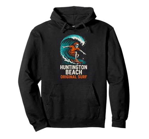 Huntington Beach Original Surf Vintage Herren Beach Life Pullover Hoodie von Palm Trees Surfs Up Skateboarding Beach Apparel