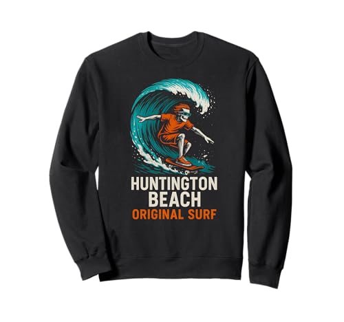 Huntington Beach Original Surf Vintage Herren Beach Life Sweatshirt Huntington Beach Original Surf Vintage Herren Beach Life Sweatshirt von Palm Trees Surfs Up Skateboarding Beach Apparel