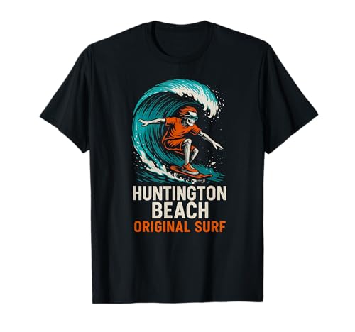 Huntington Beach Original Surf Vintage Herren Beach Life T-Shirt von Palm Trees Surfs Up Skateboarding Beach Apparel