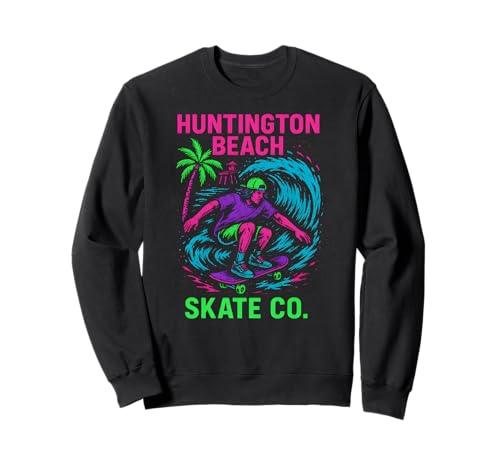 Huntington Beach Skate Co Vintage Herren Surfs Up Sweatshirt Huntington Beach Skate Co Vintage Herren Surfs Up Sweatshirt von Palm Trees Surfs Up Skateboarding Beach Apparel
