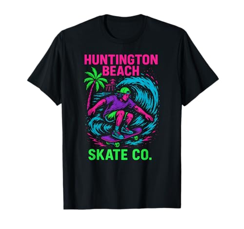 Huntington Beach Skate Co Vintage Herren Surfs Up T-Shirt von Palm Trees Surfs Up Skateboarding Beach Apparel