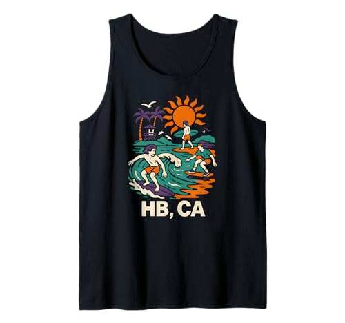 Huntington Beach Surfing HB CA Vintage Herren Surfs Up Tank Top Huntington Beach Surfing HB CA Vintage Herren Surfs Up Tank Top von Palm Trees Surfs Up Skateboarding Beach Apparel