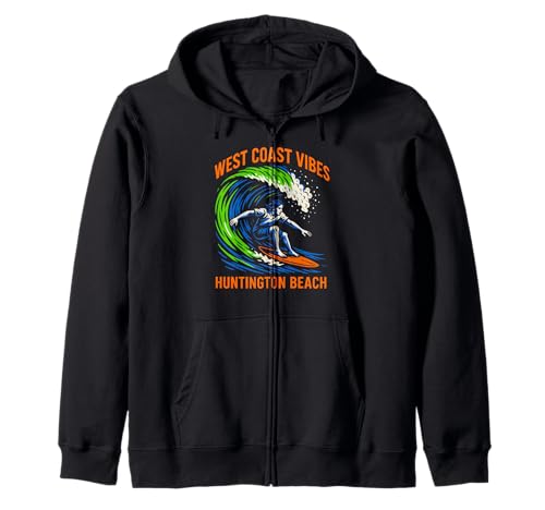 Huntington Beach West Coast Vibes Vintage Herren Surfs Up Kapuzenjacke Huntington Beach West Coast Vibes Vintage Herren Surfs Up Kapuzenjacke von Palm Trees Surfs Up Skateboarding Beach Apparel
