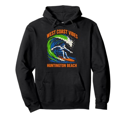 Huntington Beach West Coast Vibes Vintage Herren Surfs Up Pullover Hoodie Huntington Beach West Coast Vibes Vintage Herren Surfs Up Pullover Hoodie von Palm Trees Surfs Up Skateboarding Beach Apparel