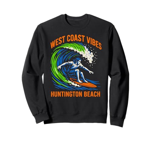 Huntington Beach West Coast Vibes Vintage Herren Surfs Up Sweatshirt Huntington Beach West Coast Vibes Vintage Herren Surfs Up Sweatshirt von Palm Trees Surfs Up Skateboarding Beach Apparel