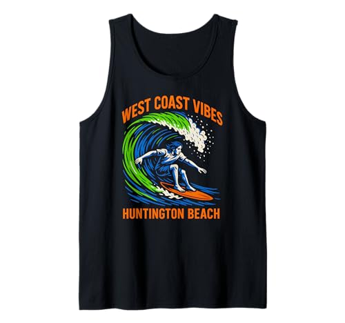 Huntington Beach West Coast Vibes Vintage Herren Surfs Up Tank Top Huntington Beach West Coast Vibes Vintage Herren Surfs Up Tank Top von Palm Trees Surfs Up Skateboarding Beach Apparel