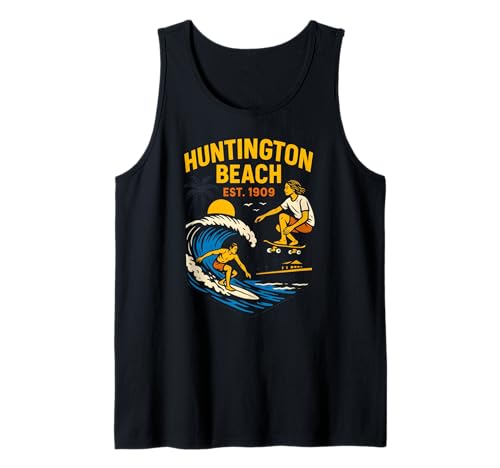 Surfer Huntington Beach Est 1909 Vintage Herren Surfs Up Tank Top Surfer Huntington Beach Est 1909 Vintage Herren Surfs Up Tank Top von Palm Trees Surfs Up Skateboarding Beach Apparel