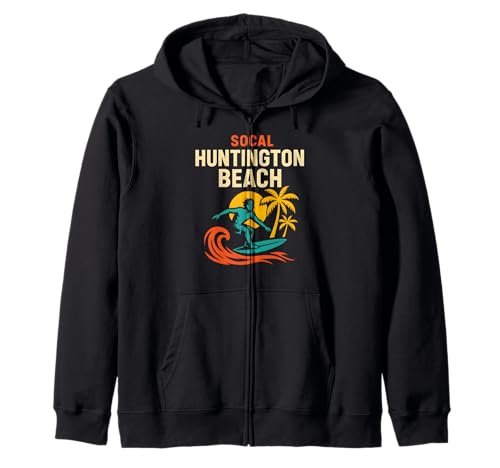 Surfer SoCal Huntington Beach Vintage Herren Beach Life Kapuzenjacke Surfer SoCal Huntington Beach Vintage Herren Beach Life Kapuzenjacke von Palm Trees Surfs Up Skateboarding Beach Apparel