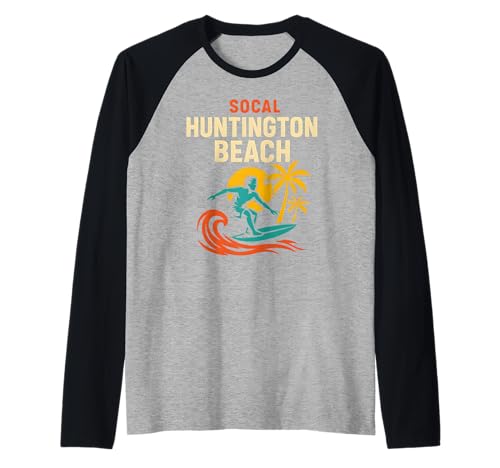 Surfer SoCal Huntington Beach Vintage Herren Beach Life Raglan von Palm Trees Surfs Up Skateboarding Beach Apparel