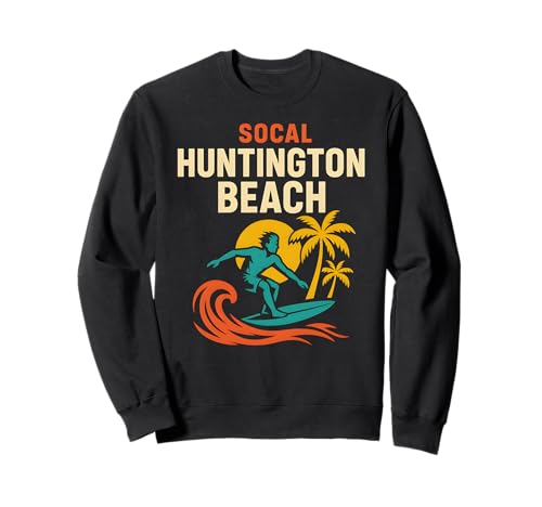 Surfer SoCal Huntington Beach Vintage Herren Beach Life Sweatshirt von Palm Trees Surfs Up Skateboarding Beach Apparel
