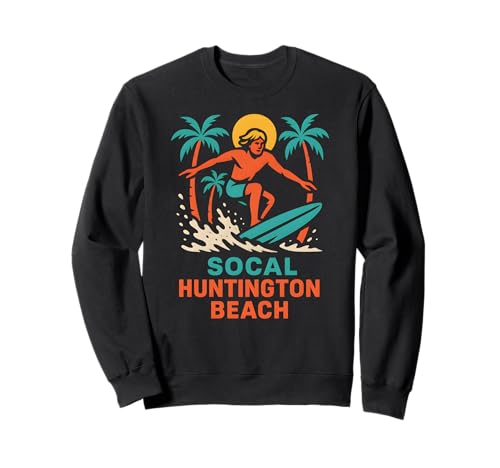Surfer SoCal Huntington Beach Vintage Herren Beach Life Sweatshirt von Palm Trees Surfs Up Skateboarding Beach Apparel