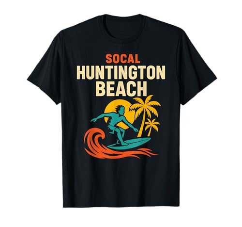 Surfer SoCal Huntington Beach Vintage Herren Beach Life T-Shirt von Palm Trees Surfs Up Skateboarding Beach Apparel