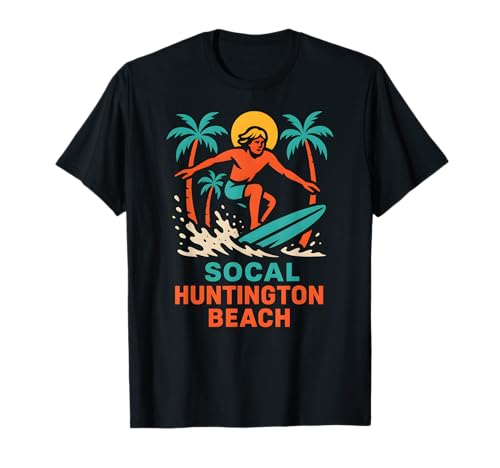 Surfer SoCal Huntington Beach Vintage Herren Beach Life T-Shirt von Palm Trees Surfs Up Skateboarding Beach Apparel