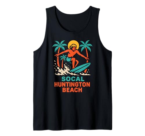 Surfer SoCal Huntington Beach Vintage Herren Beach Life Tank Top von Palm Trees Surfs Up Skateboarding Beach Apparel