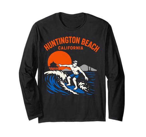 Surfs Up Huntington Beach California Retro Herren Beach Life Langarmshirt Surfs Up Huntington Beach California Retro Herren Beach Life Langarmshirt von Palm Trees Surfs Up Skateboarding Beach Apparel