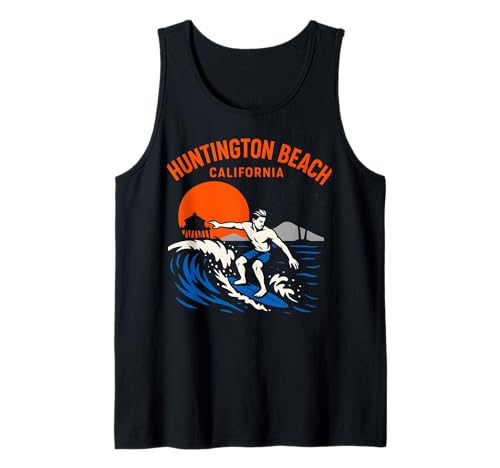 Surfs Up Huntington Beach California Retro Herren Beach Life Tank Top Surfs Up Huntington Beach California Retro Herren Beach Life Tank Top von Palm Trees Surfs Up Skateboarding Beach Apparel
