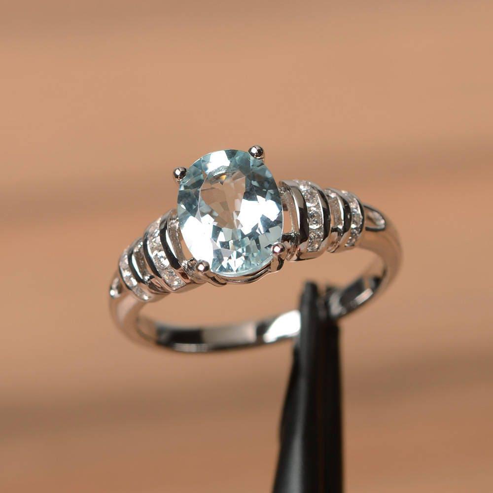 Aquamarin Ring März Edelstein Blaue Edelsteine Ovale Geschliffene Sterling Silber Jubiläum Aquamarin Ring März Edelstein Blaue Edelsteine Ovale Geschliffene Sterling Silber Jubiläum von PalmaryJewelry