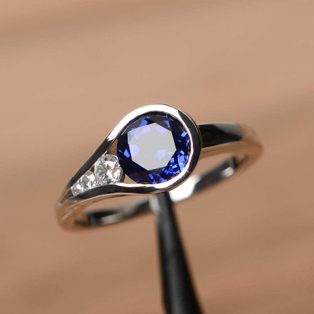 Blauer Saphir Ring Silber 925 Sterlingsilber Geburtsstein Blauer Saphir Ring Silber 925 Sterlingsilber Geburtsstein von PalmaryJewelry