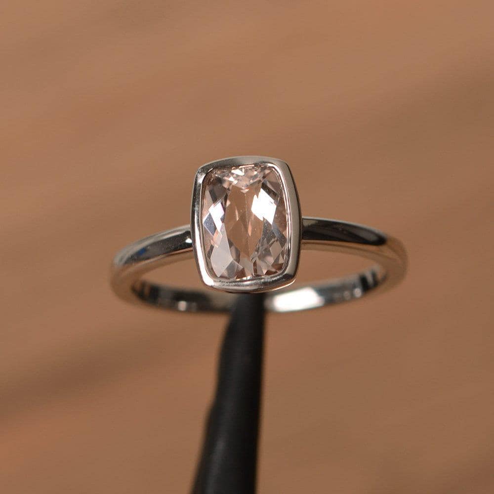 Echte Morganit Ring Rosa Edelstein Solitär Versprechen Für Sie von PalmaryJewelry