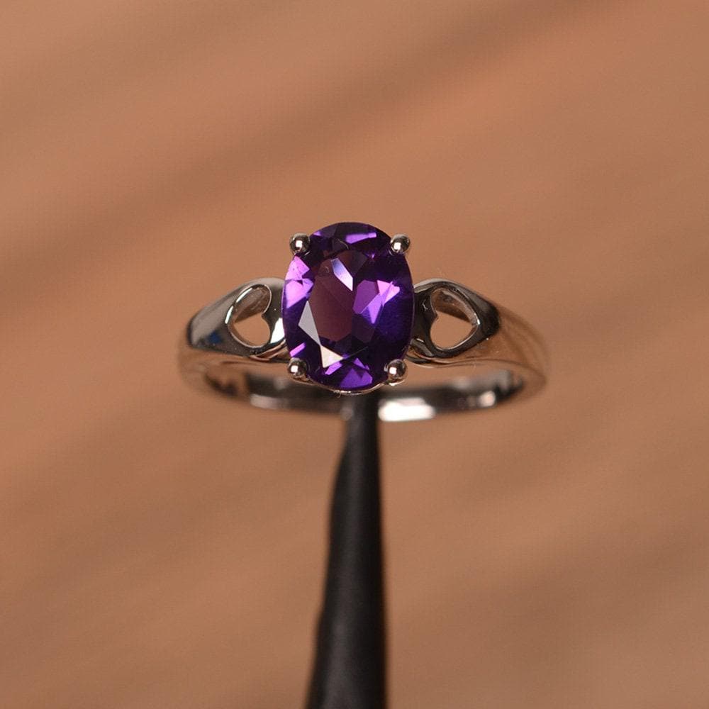 Einzigartiger Amethyst Verlobungsring Doppelherz Ring Sterling Silber Februar Geburtsstein von PalmaryJewelry
