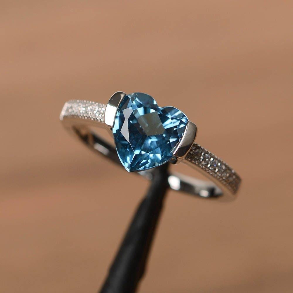 London Blautopas Ring Topas Verlobungsring Herz Schnitt Edelstein Sterling Silber London Blautopas Ring Topas Verlobungsring Herz Schnitt Edelstein Sterling Silber von PalmaryJewelry