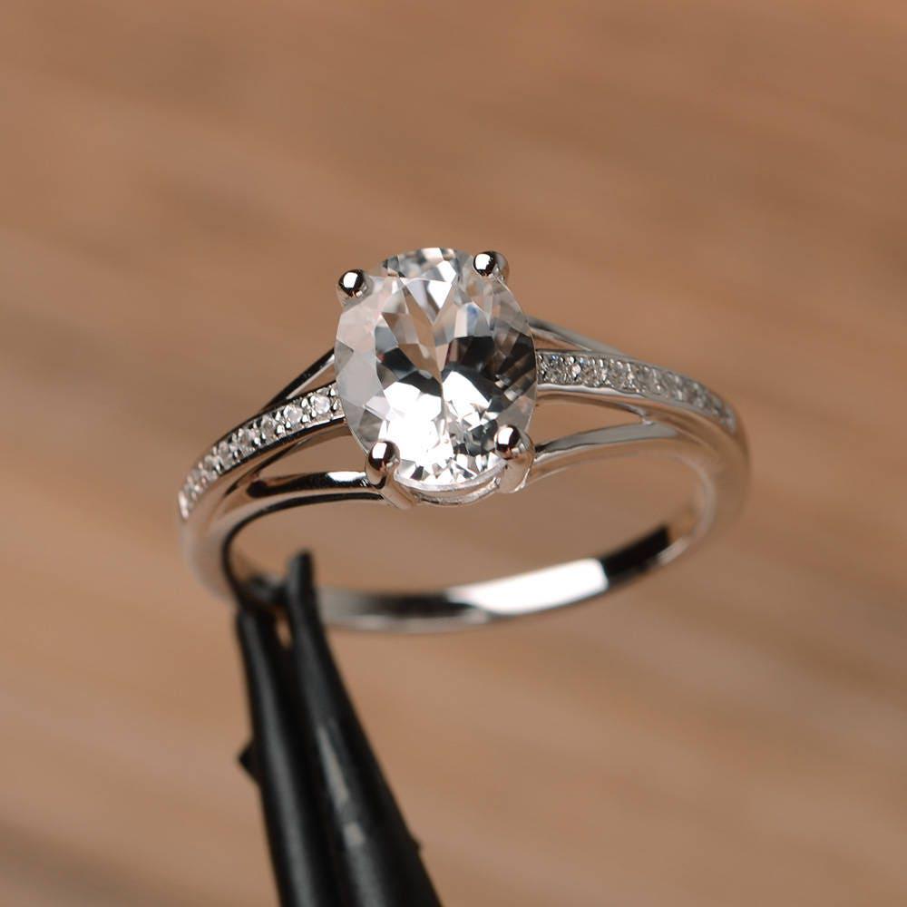 Natürliche Echte Weiße Topas Ring Hochzeit Verlobungsring Sterling Silber von PalmaryJewelry