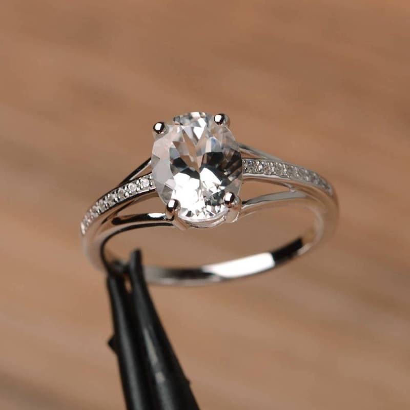 Natürliche Echte Weiße Topas Ring Hochzeit Verlobungsring Sterling Silber von PalmaryJewelry