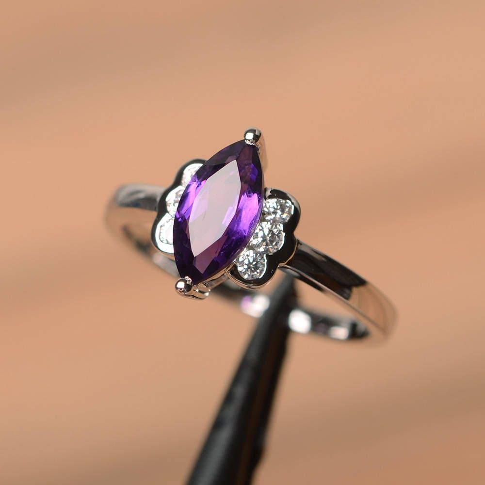 Natürlicher Amethystring Aus Massivem Silber Marquiseschliff Februar Geburtsstein Ring Natürlicher Amethystring Aus Massivem Silber Marquiseschliff Februar Geburtsstein Ring von PalmaryJewelry