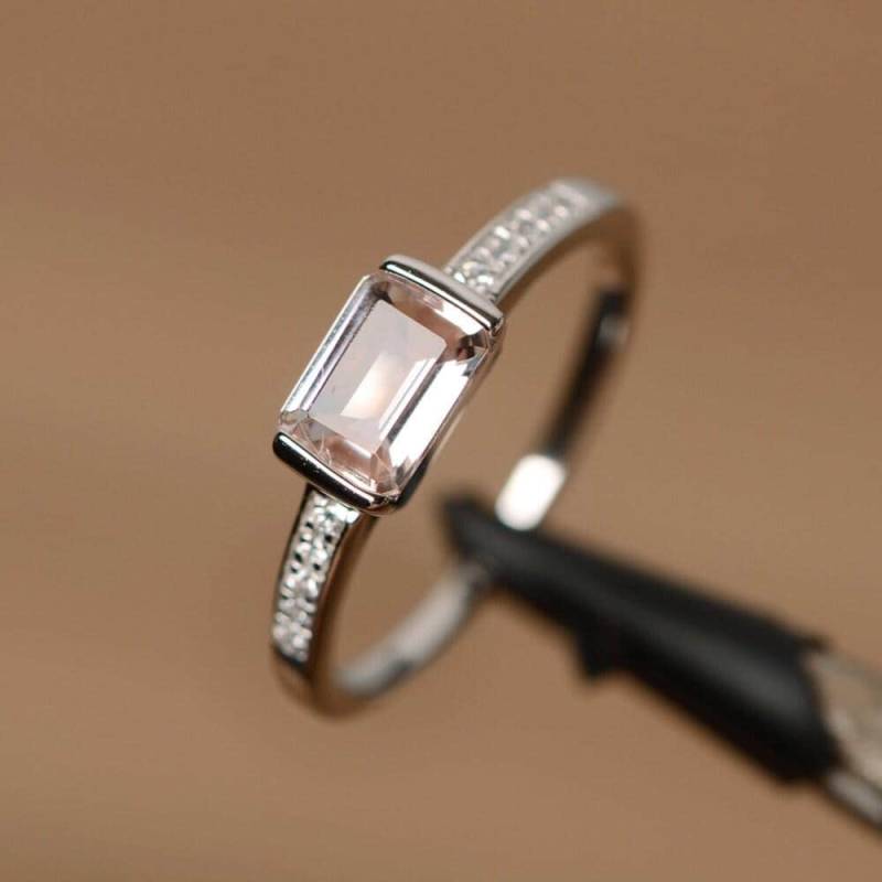 Natürlicher Morganit Ring Sterling Silber Versprechen Für Ihren Edelstein Verlobungsring von PalmaryJewelry