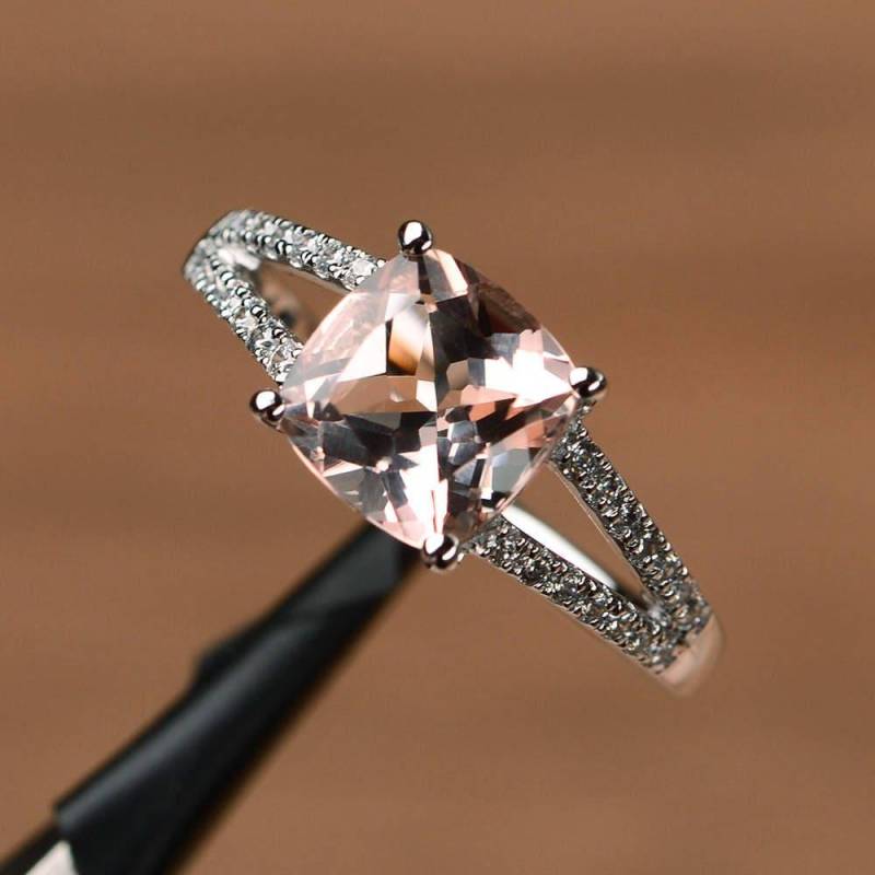 Natürlicher Morganit Ringkissen Schliff Sterlingsilber Verlobungsring Rosa Edelstein Ring Natürlicher Morganit Ringkissen Schliff Sterlingsilber Verlobungsring Rosa Edelstein Ring von PalmaryJewelry