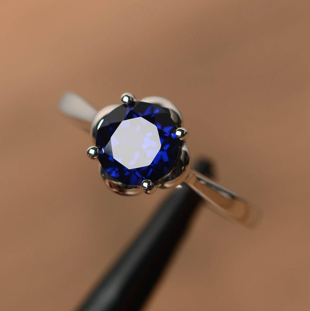 Saphir Ringe Silber Solitär Ring Saphir Ringe Silber Solitär Ring von PalmaryJewelry