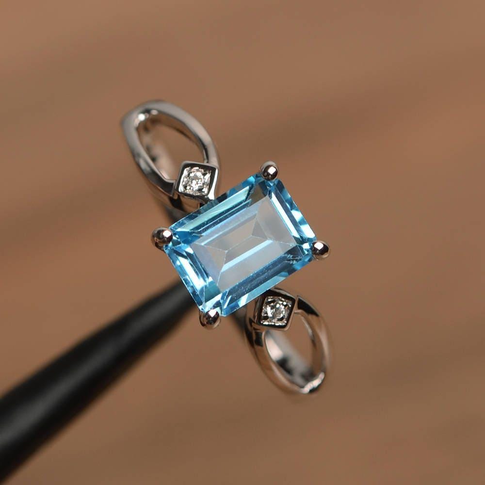 Schweizer Blautopas Ring Smaragdschliff Sterling Silber Rechteck November Geburtsstein Schweizer Blautopas Ring Smaragdschliff Sterling Silber Rechteck November Geburtsstein von PalmaryJewelry
