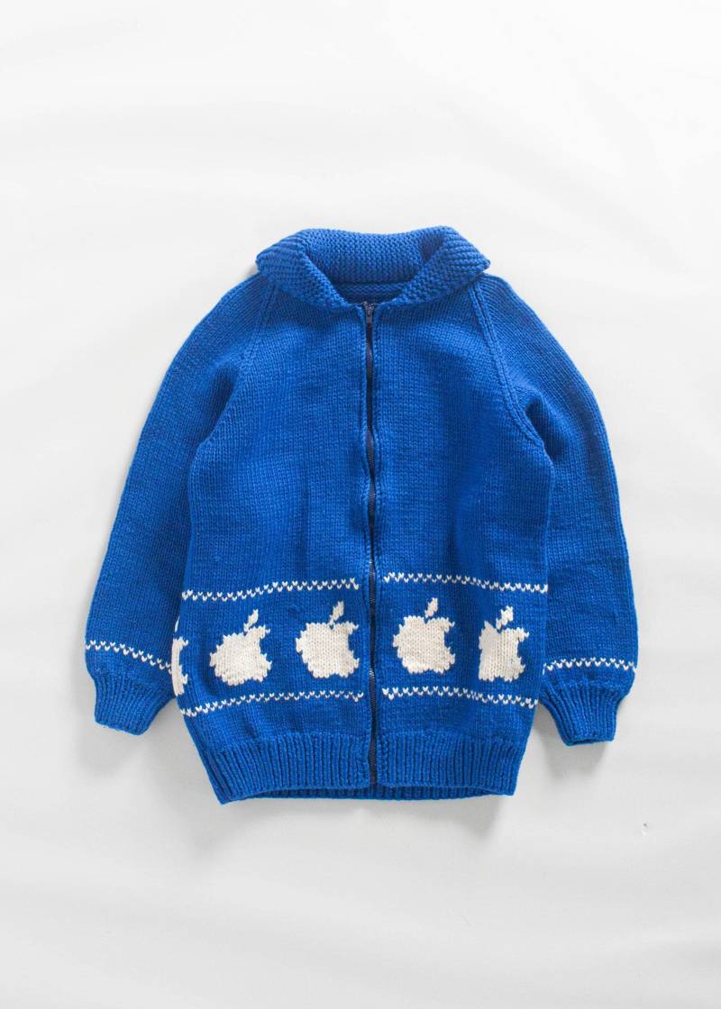Vintage Cowichan Style Wolle Strickjacke Mit Apfel Muster Grösse M/L von PalmoGoodsStudio