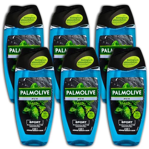 Palmolive Men Duschgel 3in1 - Sport - mit ätherischem Minz- und Zedernöl - 6er Pack (6x 250ml) von Palmolive