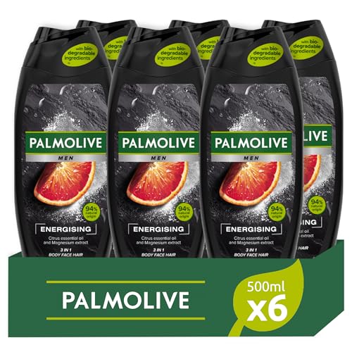 Palmolive Men Energizing 3 in 1 500 ml | mit ätherischem Zitronenöl und Magnesium-Extrakt | für Körper, Gesicht und Haare von Palmolive