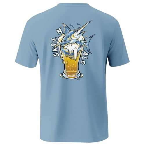 Palmyth Herren Angelshirt Kurzarm Sonnenschutz UV UPF 50+ LSF T-Shirt, Airy Blue / Sail Ale, XX-Large von Palmyth