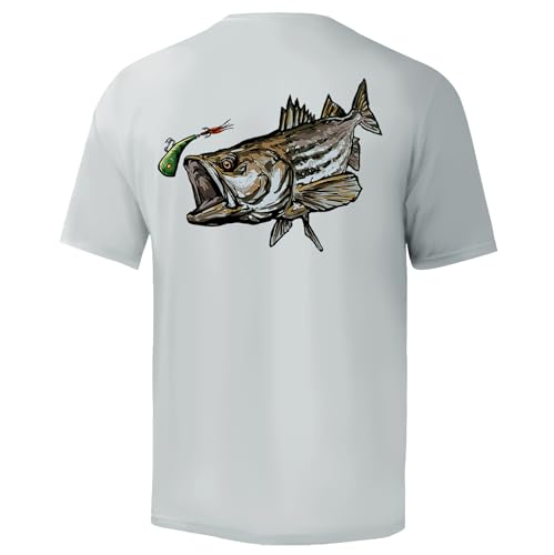 Palmyth Herren Angelshirt Kurzarm Sonnenschutz UV UPF 50+ LSF T-Shirt, Seafoam / gestreifter Bass, XL von Palmyth